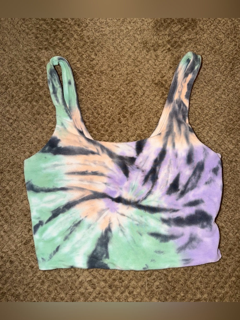 Aeropostale Pastel Tie-Dye Cropped Tank - Mint, Lavender & Peach